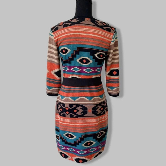 Yumi Boho Multiple Colour  Aztec Tribal Pattern Sweater Dress - Picture 3 of 14